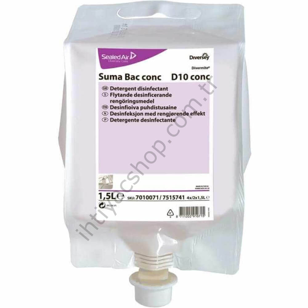 Diversey Suma Bac Conc D10 Sanitizeri Mutfak Temizleyici Deterjan 1,5 L