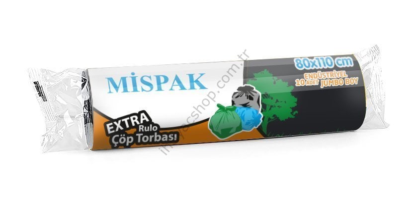 Mispak Rulo Endüstriyel Çöp Torbası 80x110 Siyah 400 gr 20li